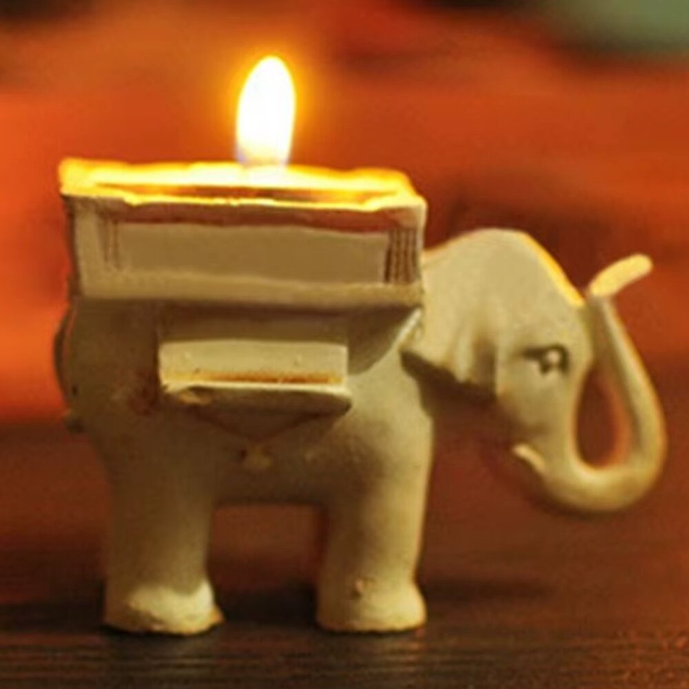 Animal Elephant Candle Holder Resin Elephant Tea Light Carved Bird Animal Candle